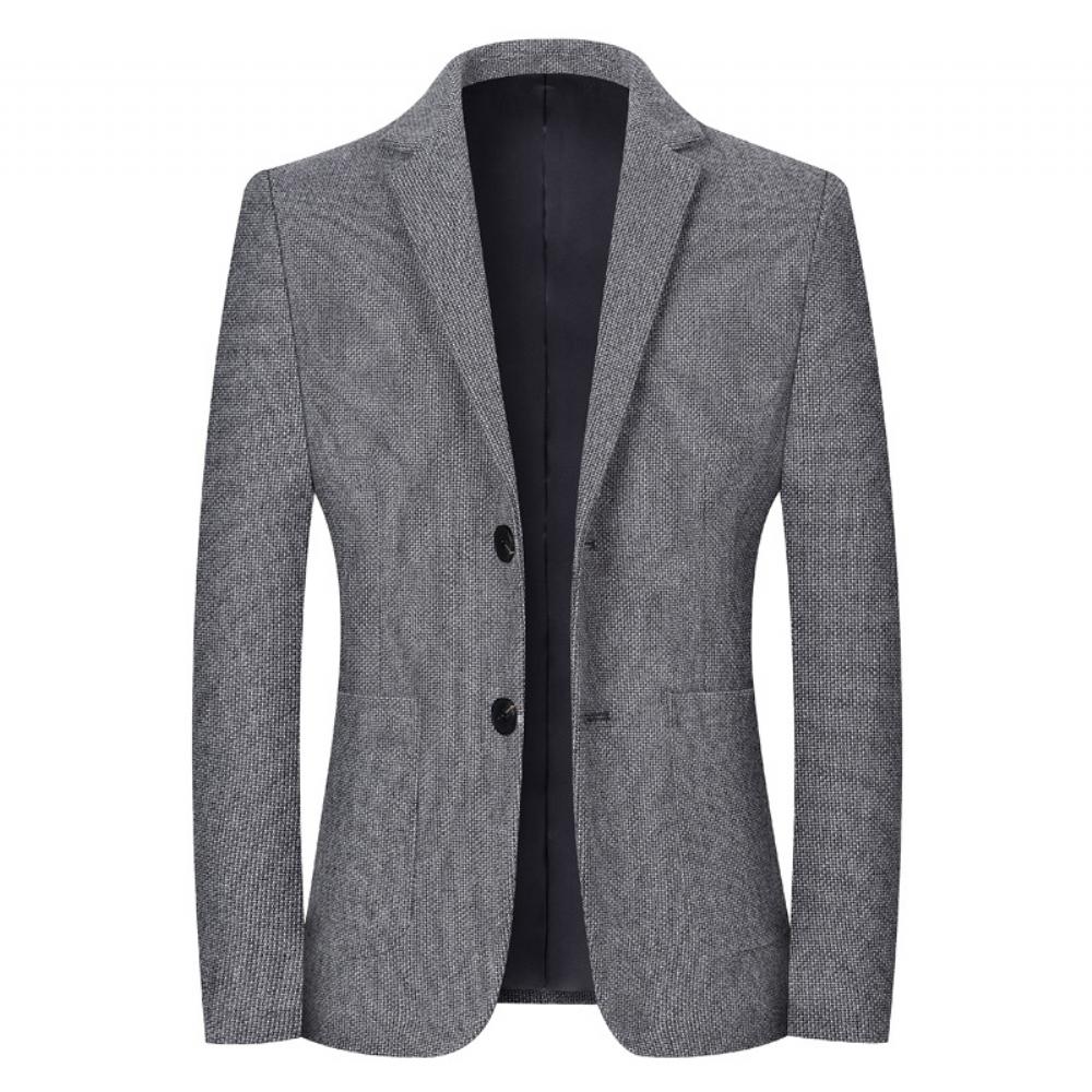 Ei Halkeamaa Pyöreä Helma Ruudullinen Slim Fit Kevät Syksy Ruskea Läppä Dig Pocket Rento Puku Kaulus Miesten Vaatteet