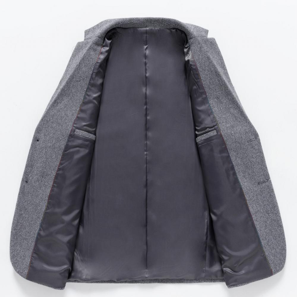 Ei Halkeamaa Pyöreä Helma Ruudullinen Slim Fit Kevät Syksy Ruskea Läppä Dig Pocket Rento Puku Kaulus Miesten Vaatteet