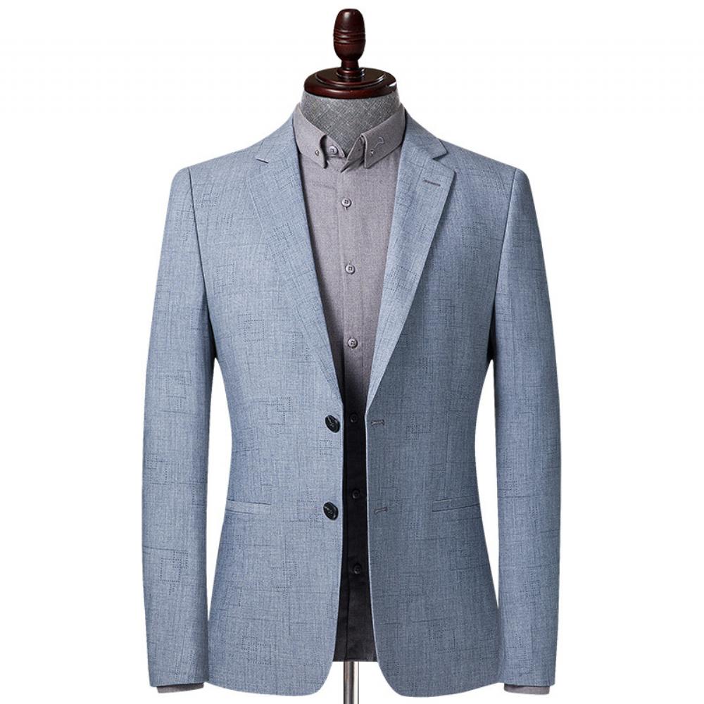Harmaa Ruudullinen Puku Kevät Syksy Ohut Miesten Rento Slim Fit Takki