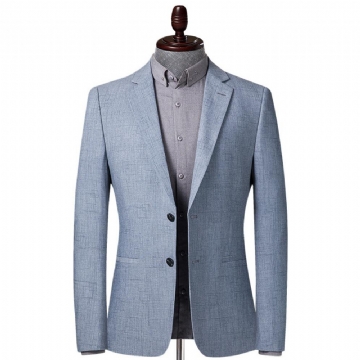 Harmaa Ruudullinen Puku Kevät Syksy Ohut Miesten Rento Slim Fit Takki