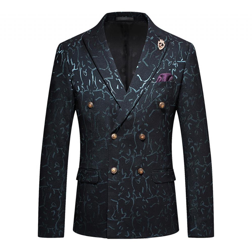 Jacquard Kaksirivinen Western Fit Business Casual Puku Miehille