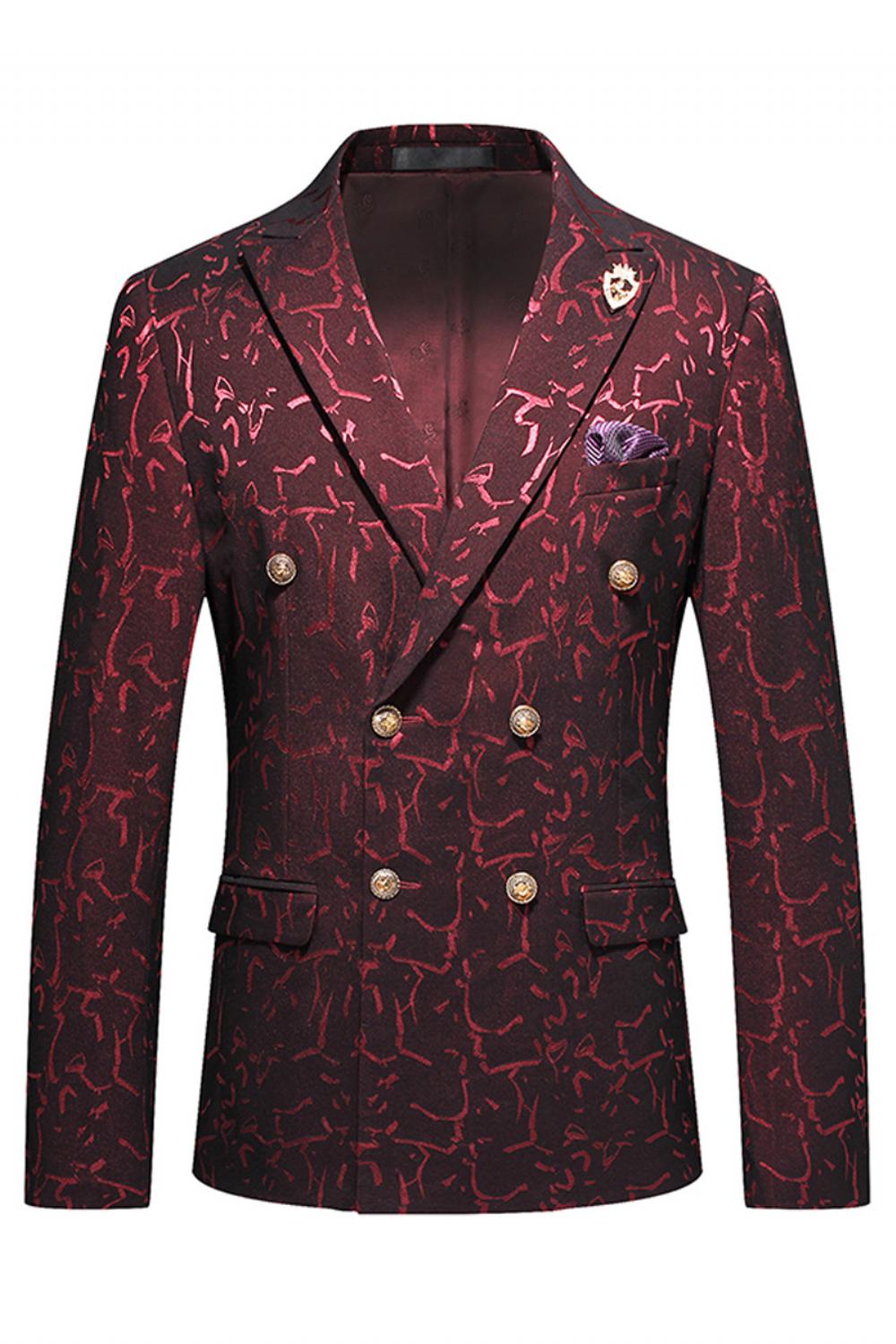 Jacquard Kaksirivinen Western Fit Business Casual Puku Miehille