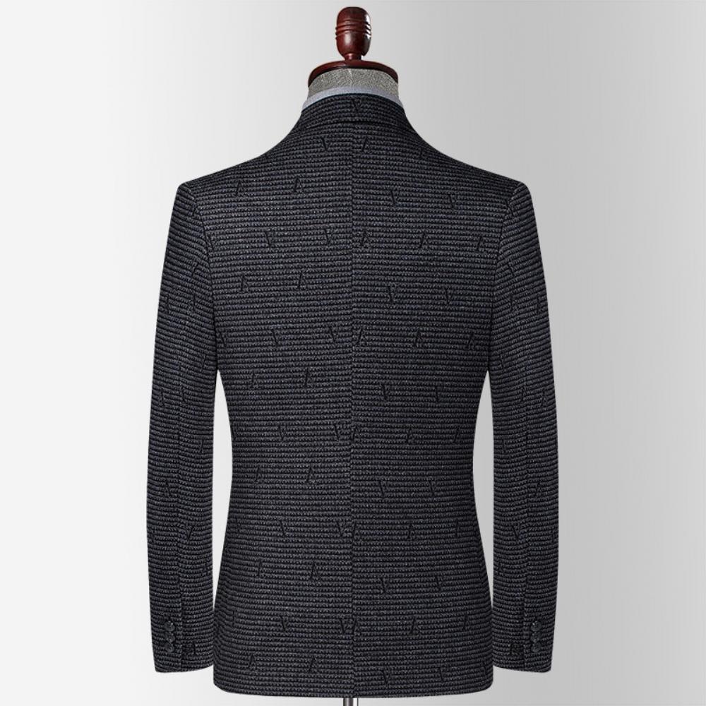 Jacquard Villainen Kumipuku Miesten Syksyn Talven Rento Puku Slim