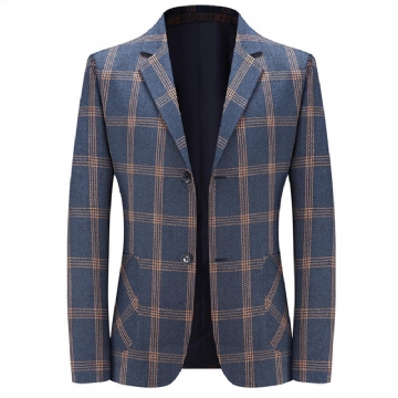 Kevään 2022 Business Casual Puku Klassinen Ruudullinen Rautainen Slim Fit Bleiseri