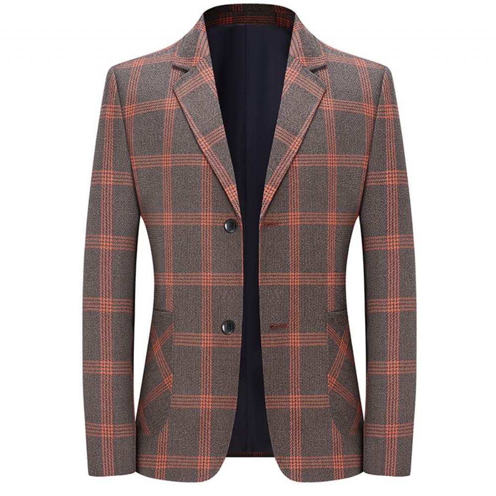 Kevään 2022 Business Casual Puku Klassinen Ruudullinen Rautainen Slim Fit Bleiseri
