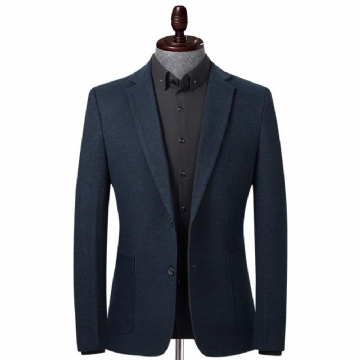 Nuorten Keski-ikäisten Miesten Rento Villapuku Ryppyjä Estävä Ei-rauta Slim Fit Puku Takki