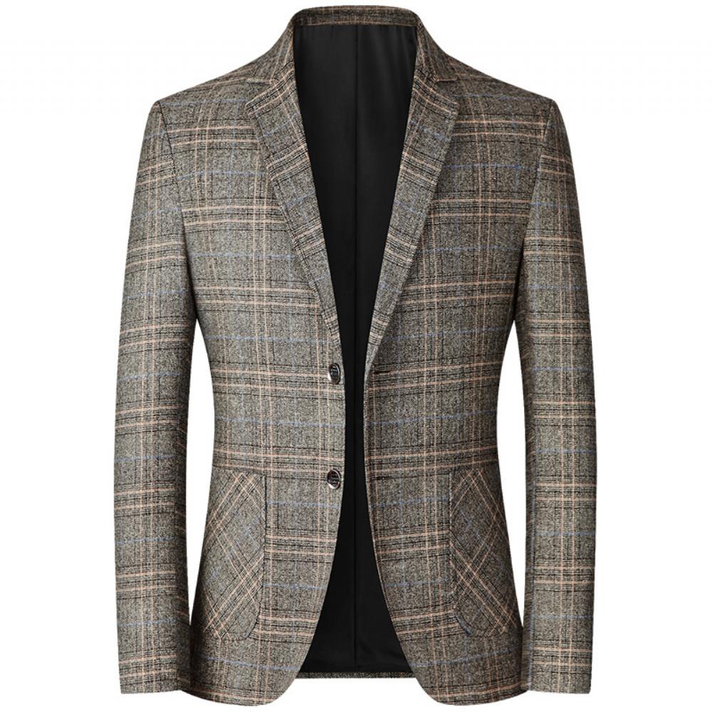 Puku Miesten Takki Business Casual Länsikoristelu Toppi Keski-ikäinen Rento Ruudullinen Kevät Syksy
