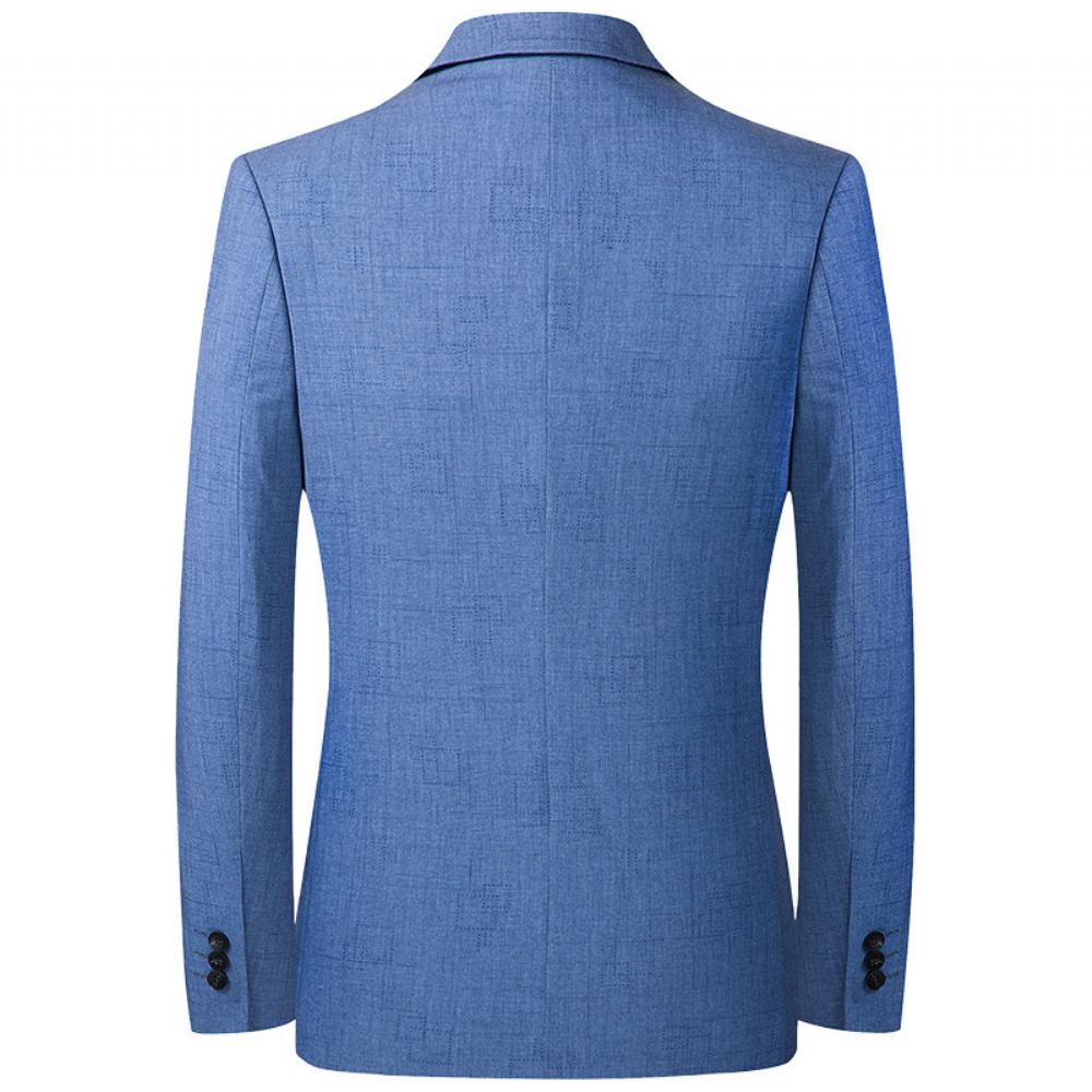 Sininen Ruudukkopuku Kevään Syksyn Ohut Miesten Rento Puku Slim Fit Takki
