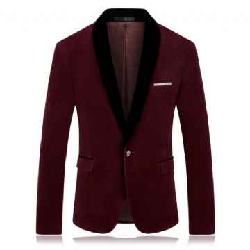 Slim-fit Rento Mekkotakki Colorblock Kaulus Yksivärinen Business Puku Miesten Huipulla