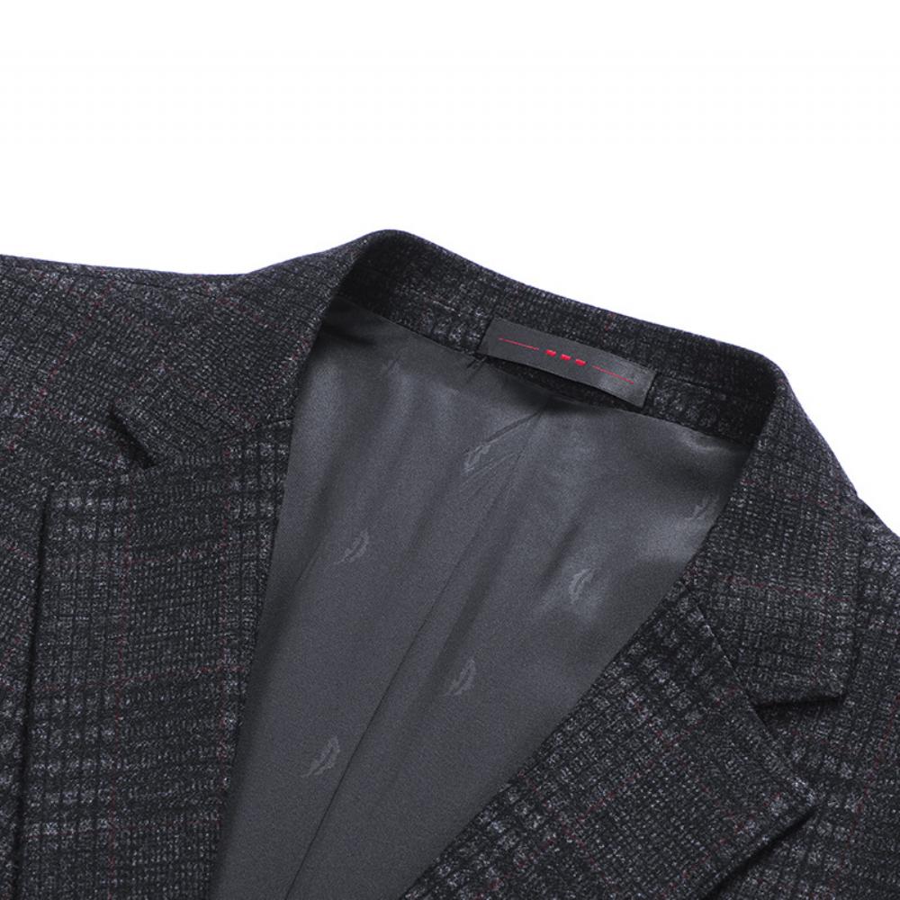 Syksy Talvipuku Miesten Neulottu Stretch-ruudullinen Puku Slim Fit Rento Toppi