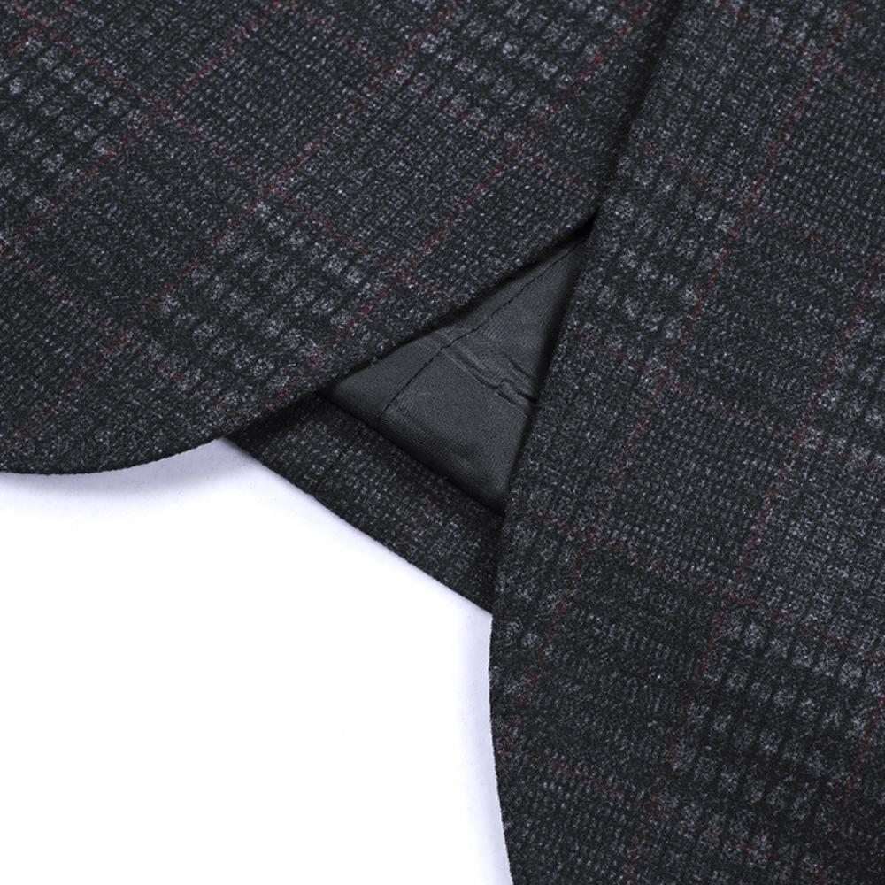 Syksy Talvipuku Miesten Neulottu Stretch-ruudullinen Puku Slim Fit Rento Toppi