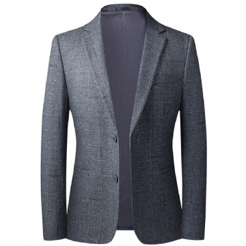 Syksyn Miesten Uusi Ruudullinen Rento Takki Slim Fit Yksinkertainen Puku Bisnesmiehille
