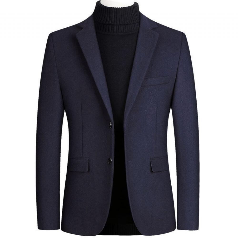Syksyn Talven Villatakki Miesten Business Casual Yksivärinen Villainen Pukutakki