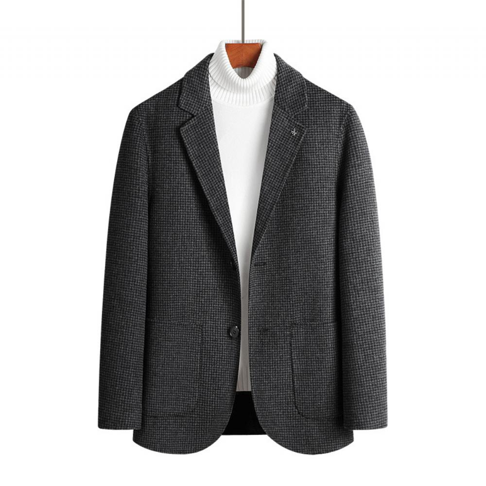 Talviruudullinen Villaa Ei Halkeamaa Kolmiulotteinen Patch Pocket Slim Fit Kaulus Rento Puku