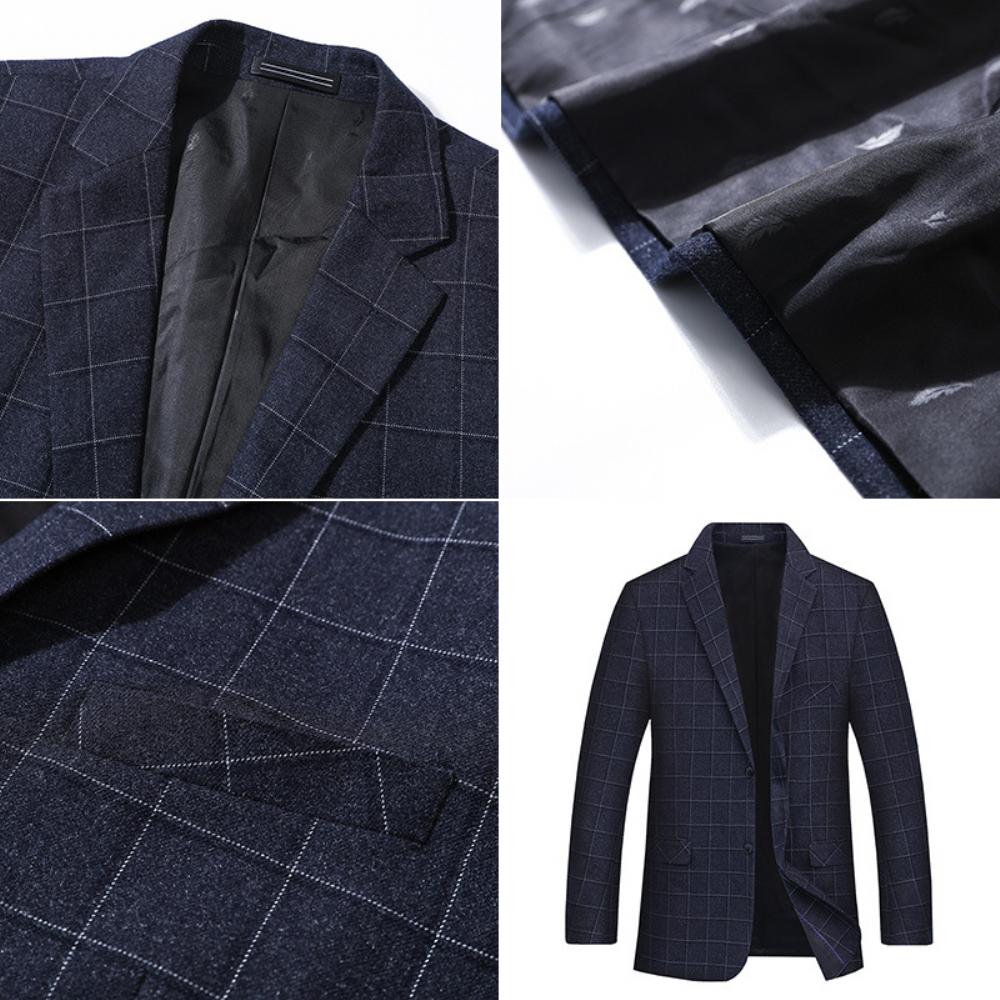 Tide Fat Ruudullinen Puku Takki Miesten Plus Koko Business Casual Kevät Syksy Löysät Ylävaatteet