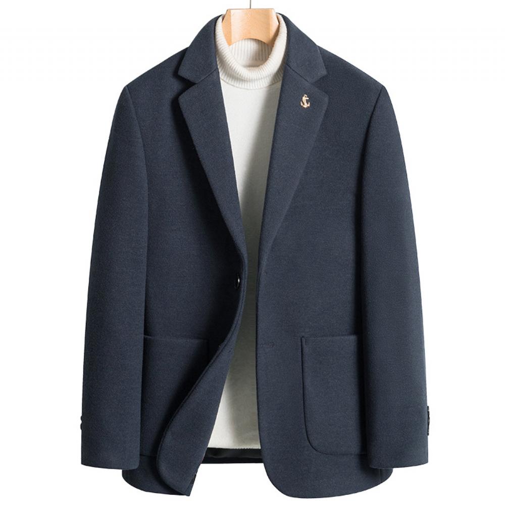 Villainen Yksivärinen Rento Vetoketju Slim Fit Ei Halkeamaa Kolmiulotteinen Patch Pocket Villa Miesten Vapaa-ajan Puku