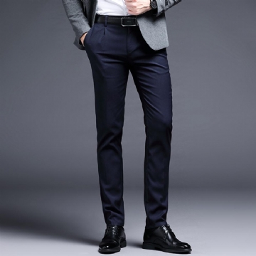 Pienet Suorapukuhousut Miesten Kesäiset Ohuet Slim Fit Trendihousut Business Casual Housut