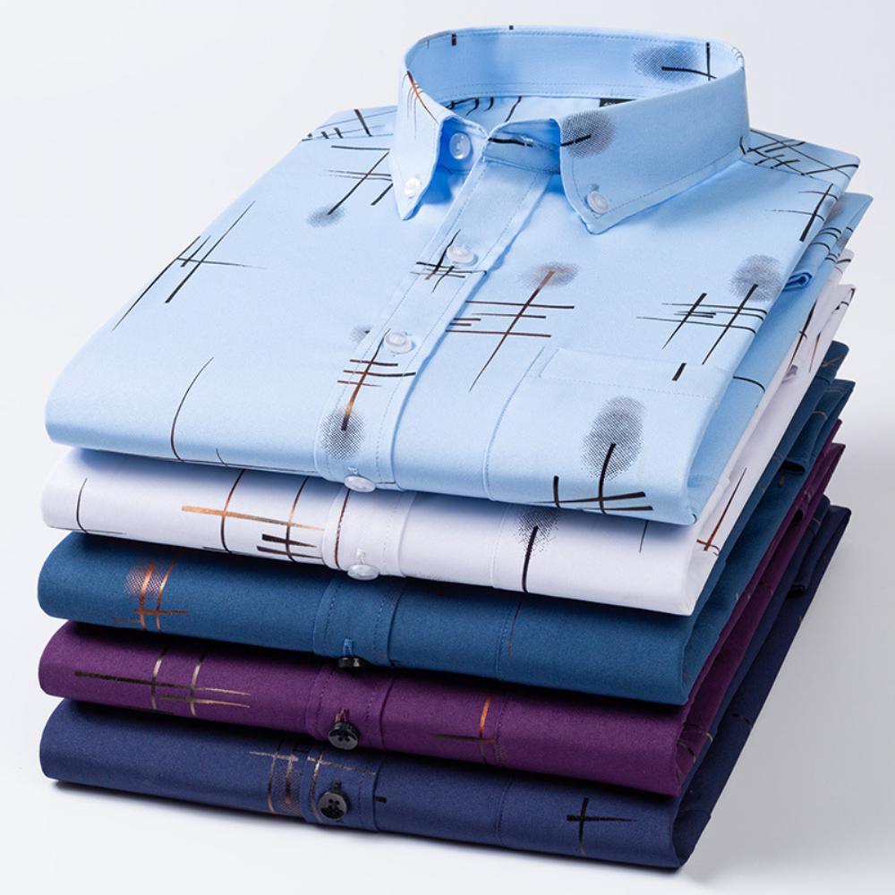 Kevään Syksyn Muoti Pronssoituvat Pitkähihaiset Paidat Urban Business Slim Päivittäiset Casual Stretch Single Topit