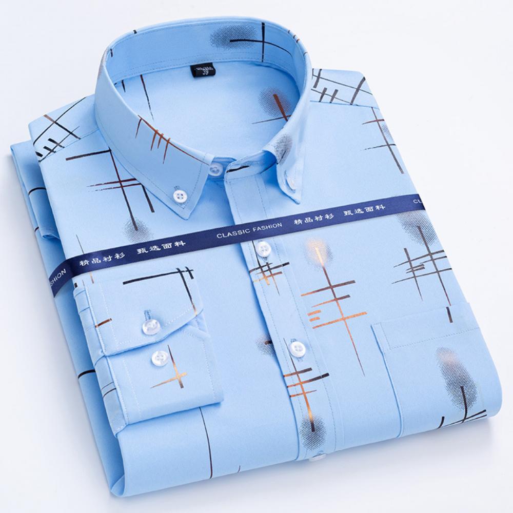Kevään Syksyn Muoti Pronssoituvat Pitkähihaiset Paidat Urban Business Slim Päivittäiset Casual Stretch Single Topit