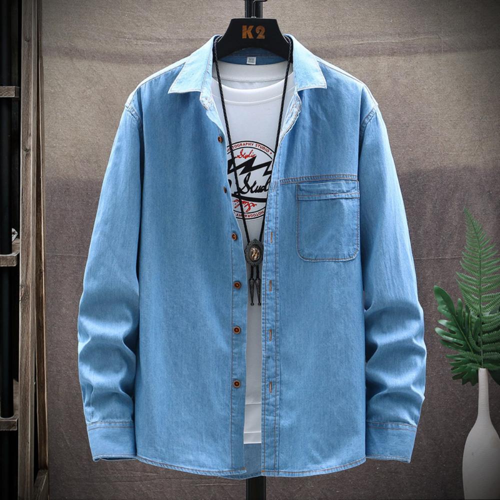 Syksyn Talven Miesten Denim Pitkähihainen Paita Yksinkertainen Rento Muoti