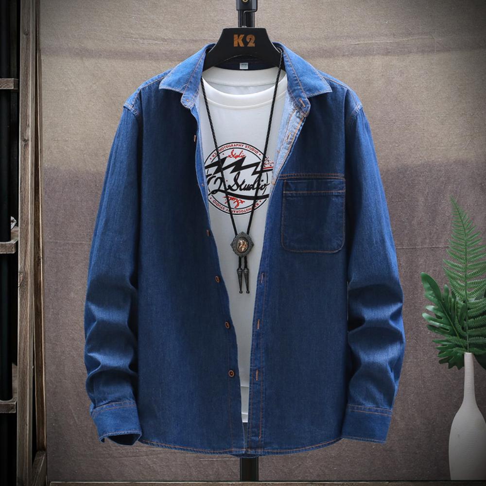 Syksyn Talven Miesten Denim Pitkähihainen Paita Yksinkertainen Rento Muoti