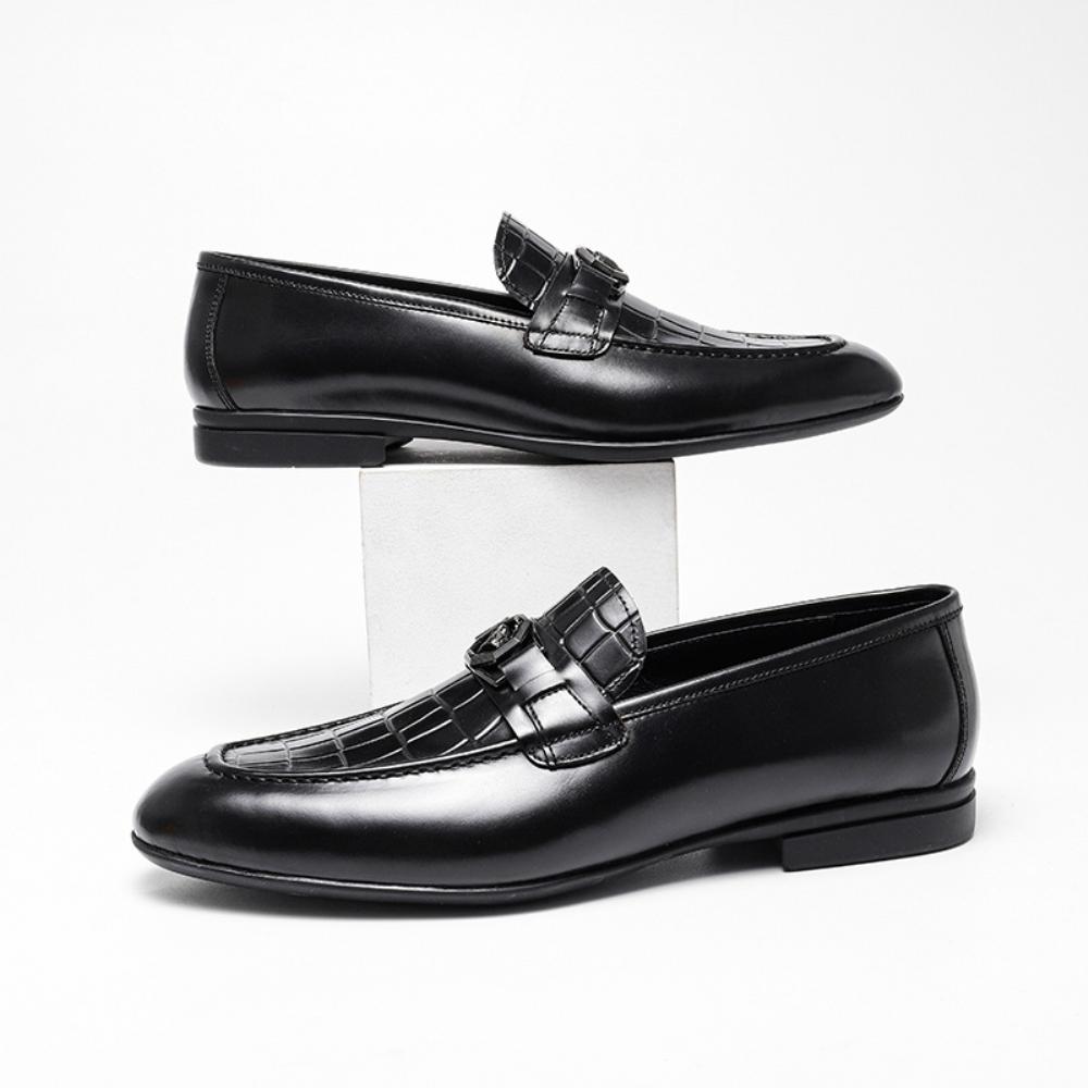 Nahka Kengät Miesten Kesä Business Casual Lehmännahka Pehmeä Pohja Lok Fu Brittiläiset Metalli Pomo Juhlakengät