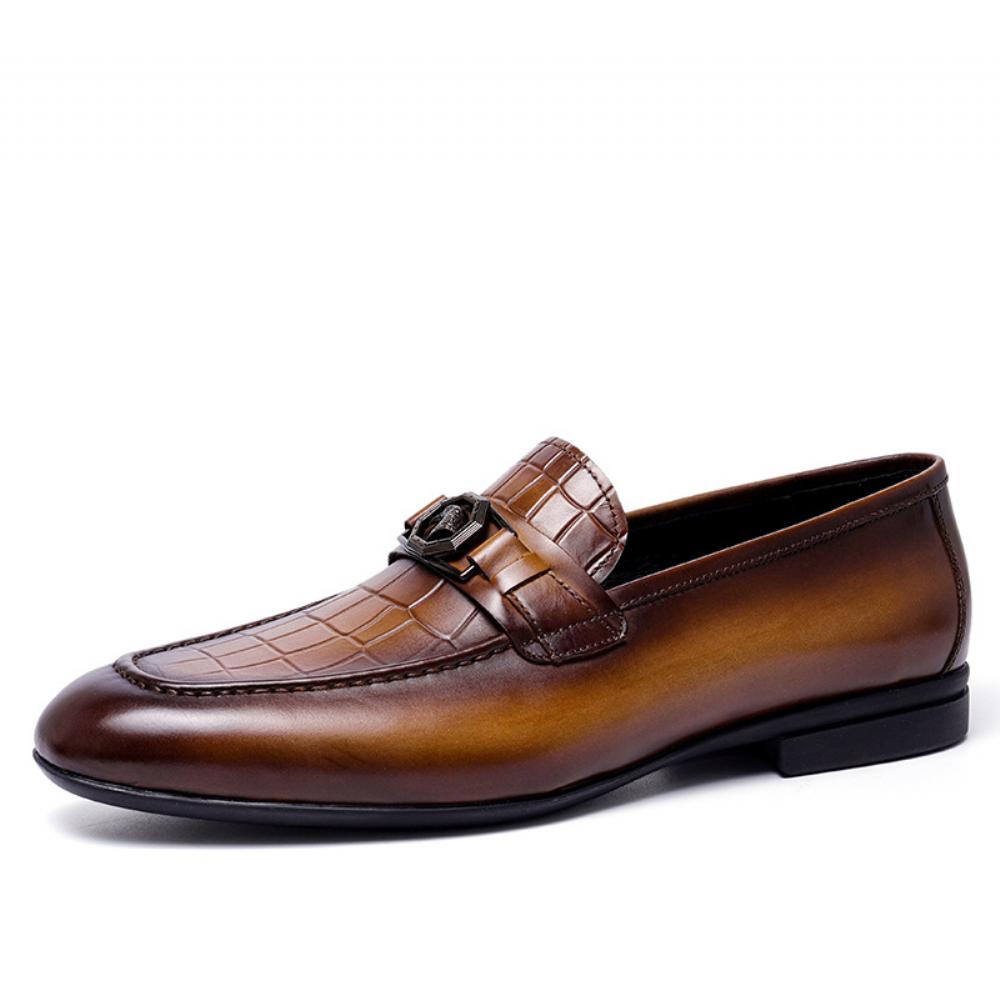 Nahka Kengät Miesten Kesä Business Casual Lehmännahka Pehmeä Pohja Lok Fu Brittiläiset Metalli Pomo Juhlakengät