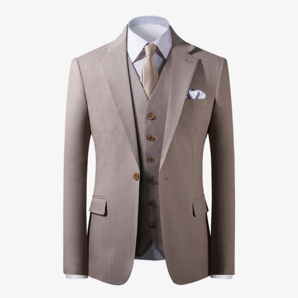 Pukupuku Miesten Ohut Business Casual Puku Brittiläinen Vaalea Päiväpuku Kolmiosainen
