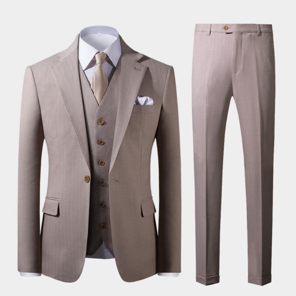 Pukupuku Miesten Ohut Business Casual Puku Brittiläinen Vaalea Päiväpuku Kolmiosainen