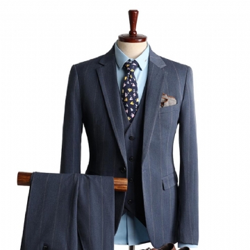 Pukupuku Miesten Ohut Raidallinen Business Casual Ammattimekko Groomsmen Puku Hääpuku