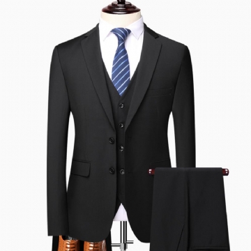 Slim Fit Kolmiosainen Puku Jossa Napitus Rento Selkähalkio Kauluspuku